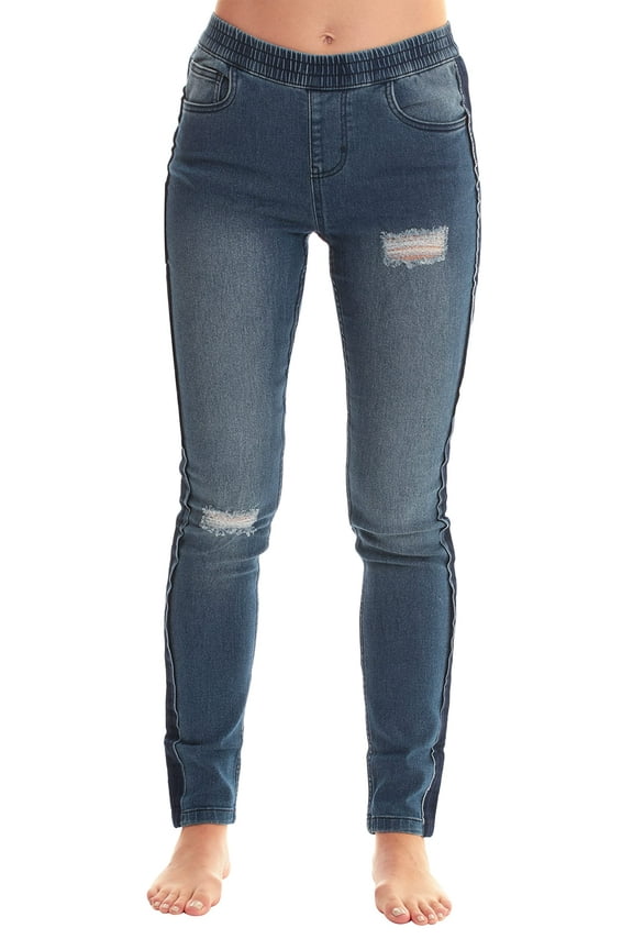 Denim Wash Ripped Jeggings for Women