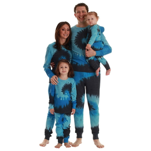 Just Love Family Thermal Set  Trendy Tie Dye Coordinated Sleepwear for Everyone (Tie Dye Blue Swirl - Kids, Kids 14-16)