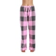 thumbnail image 1 of Just Love Fleece Pajama Pants for Women Sleepwear PJs (Big Plaid - Pink, 1X), 1 of 3
