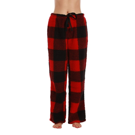 Just Love Fleece Pajama Pants for Women Sleepwear PJs (Big Plaid - Red, 3X)