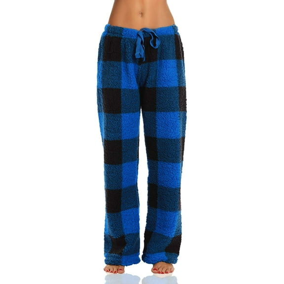 Just Love Fleece Pajama Pants for Women Sleepwear PJs (Big Plaid - Royal, 1X)