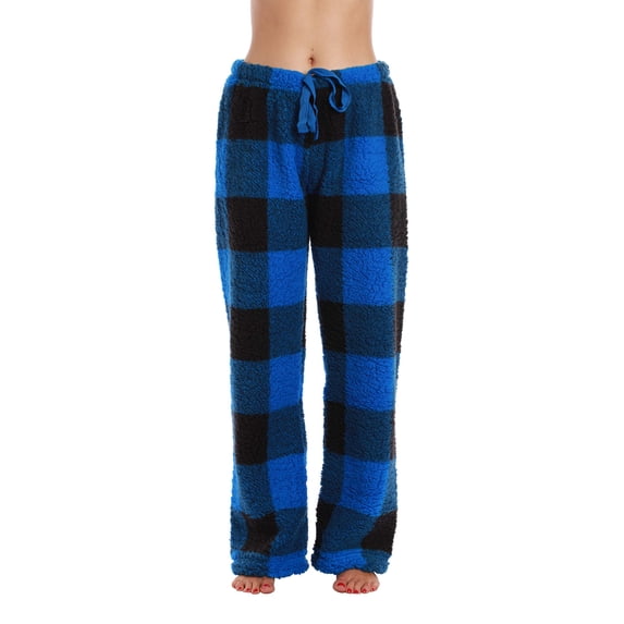 Just Love Fleece Pajama Pants for Women Sleepwear PJs (Big Plaid - Royal, Large)