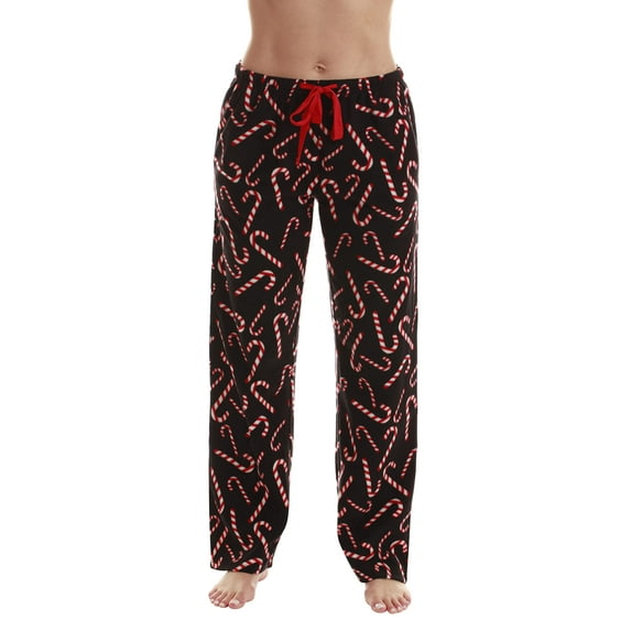 Just Love Fleece Pajama Pants for Women Sleepwear PJs. (Black - Candy Cane, 3X)