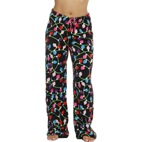 Just Love Fleece Pajama Pants for Women Sleepwear PJs (Black - Light Up, 3X)