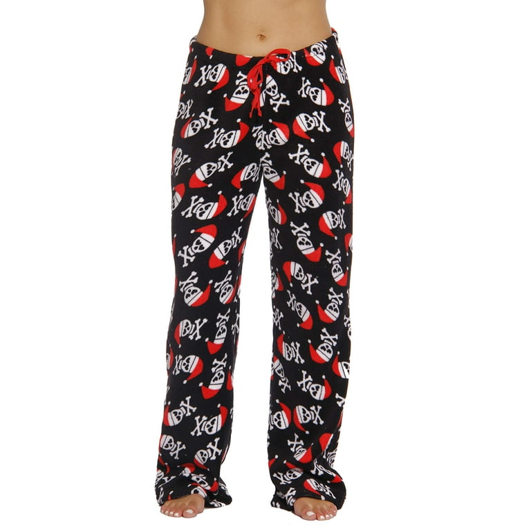 Just Love Fleece Pajama Pants for Women Sleepwear PJs (Black - Santa Skull,  1X)
