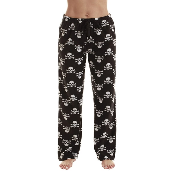 Just Love Fleece Pajama Pants for Women Sleepwear PJs (Black - Skull and Crossbones, Large)