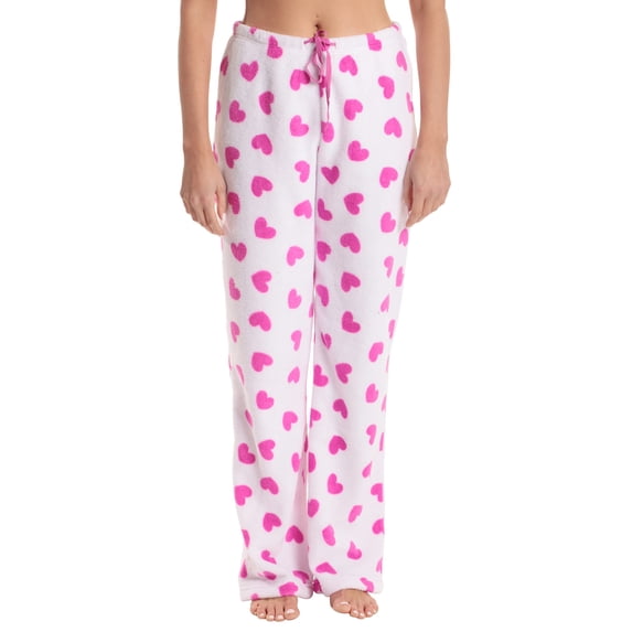 Just Love Fleece Pajama Pants for Women Sleepwear PJs (Heart - Fuchsia White, X-Small)
