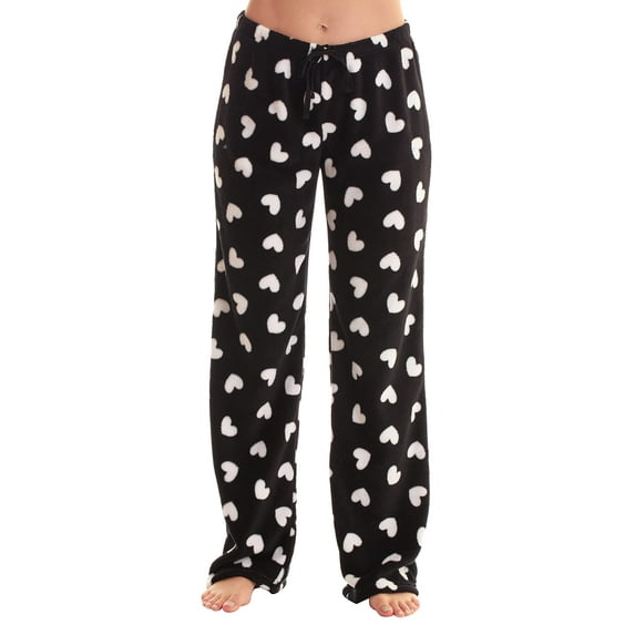 Just Love Fleece Pajama Pants for Women Sleepwear PJs (Heart - White Black, 1X)