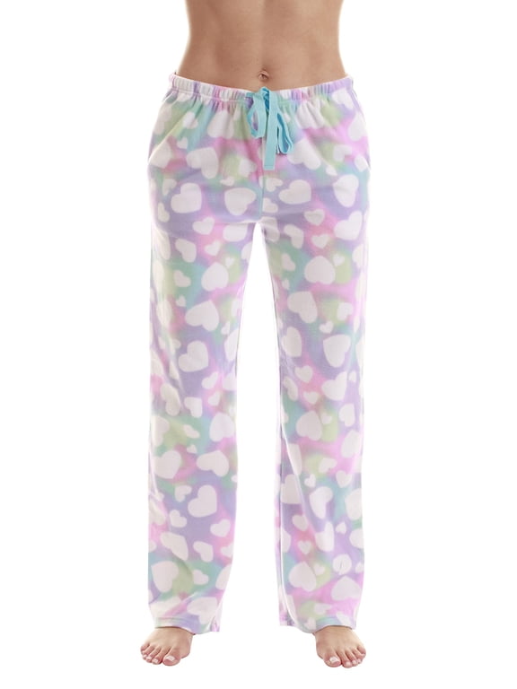 Fleece Pajama Pants for Women Sleepwear PJs. (Multi Rainbow, Small)