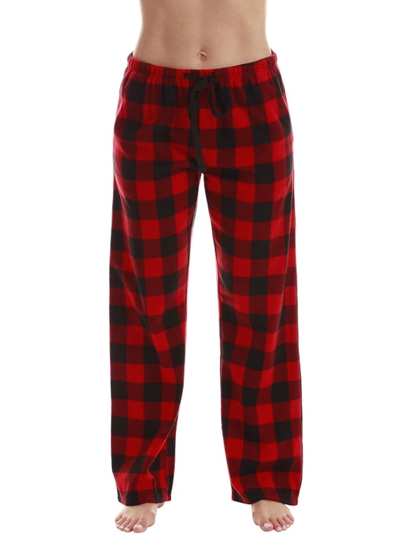 Fleece Pajama Pants for Women Sleepwear PJs (Red - Buffalo Plaid, 2X)