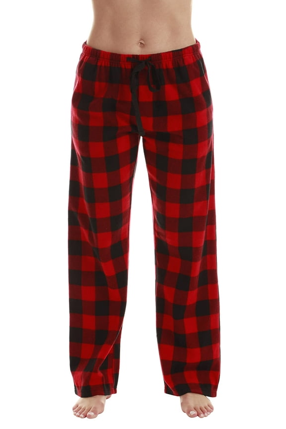 Fleece Pajama Pants for Women Sleepwear PJs (Red - Buffalo Plaid, 2X)
