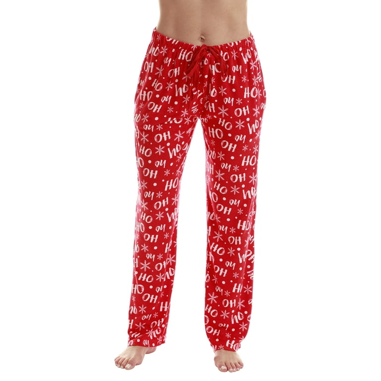 Just Love Fleece Pajama Pants for Women Sleepwear PJs (Red Ho Ho Ho - Hacci  Fabric, 1X)