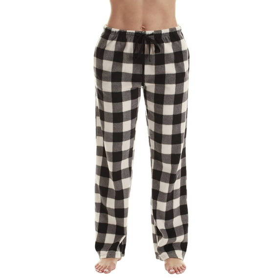Just Love Fleece Pajama Pants for Women Sleepwear PJs (White - Buffalo Plaid, 2X)