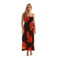 thumbnail image 2 of Women's Big Roses Summer Sundress – Sleeveless Smocked Beach Cover Up, Knee Length, Floral 2 of 3