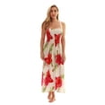 thumbnail image 1 of Just Love Floral Print Tube Sundress Swimwear Cover Up Summer Dress for Women (White With Floral - Pink, 1X), 1 of 3