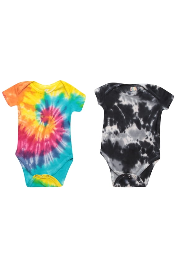 Girls Bodysuits (Pack of 2) 1900 (Girls 24 Months, Tie Dye Black and Tie Dye Bright)