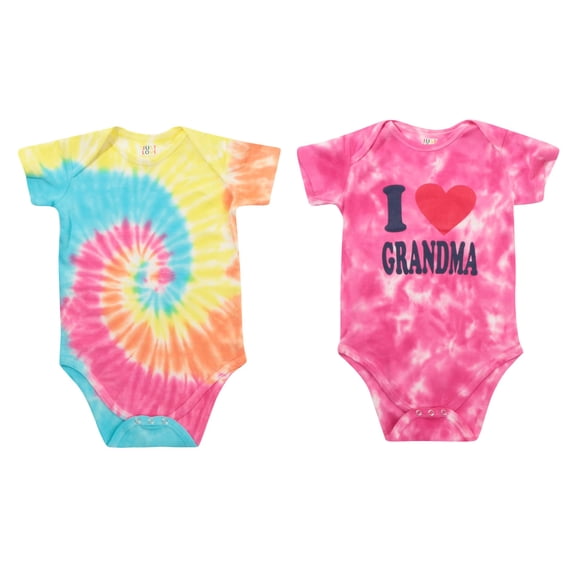 Just Love Girls Bodysuits (Pack of 2) 1900 (Girls 6-9 Months, Grandma and Tie Dye)