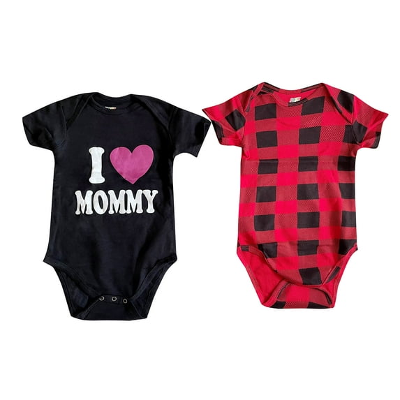 Just Love Girls Bodysuits (Pack of 2) 1900 (Girls 6-9 Months, Mommy and Buffalo Plaid)