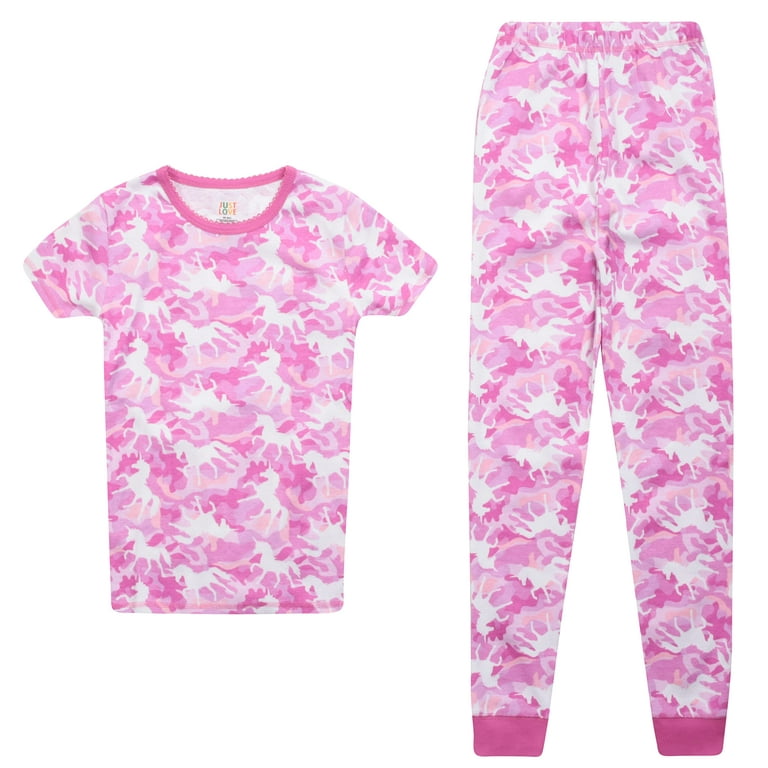 Just Love Girls Cotton Pajama Sets for Comfortable Sleepwear Pink Camo Unicorn 14 16 Years