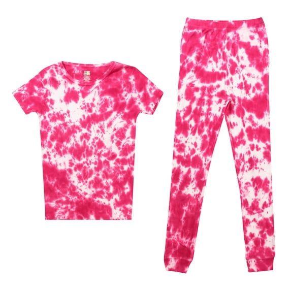 Just Love Girls Cotton Pajama Sets for Comfortable Sleepwear (Pink - Tie Dye Short Sleeve, 4T)