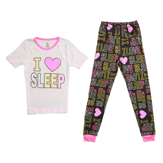 Just Love Girls Cotton Pajama Sets for Comfortable Sleepwear (White - I Love Sleep, 6X)