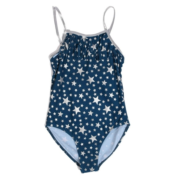 Just Love Girls One Piece Bathing Suits Swimwear for Girl 86692-10411-7-8 (Navy - Silver Stars, Girls 10-12)