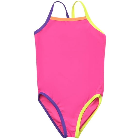 Just Love Girls One Piece Bathing Suits Swimwear for Girl (Fuchsia With Neon Trim, 14-16 Years)