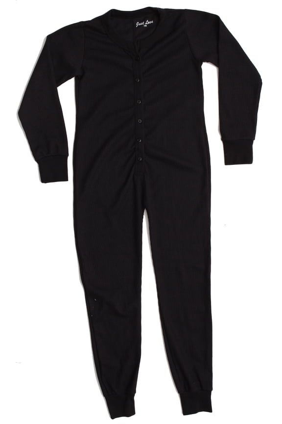 Girls Thermal Union Suit - Warm and Comfortable Base Layer for Cold Weather (Black, Girls 10-12)