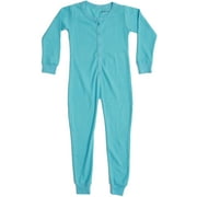 JUST LOVE Girls Thermal Union Suit - Warm and Comfortable Base Layer for Cold Weather (Blue, Girls 6X)