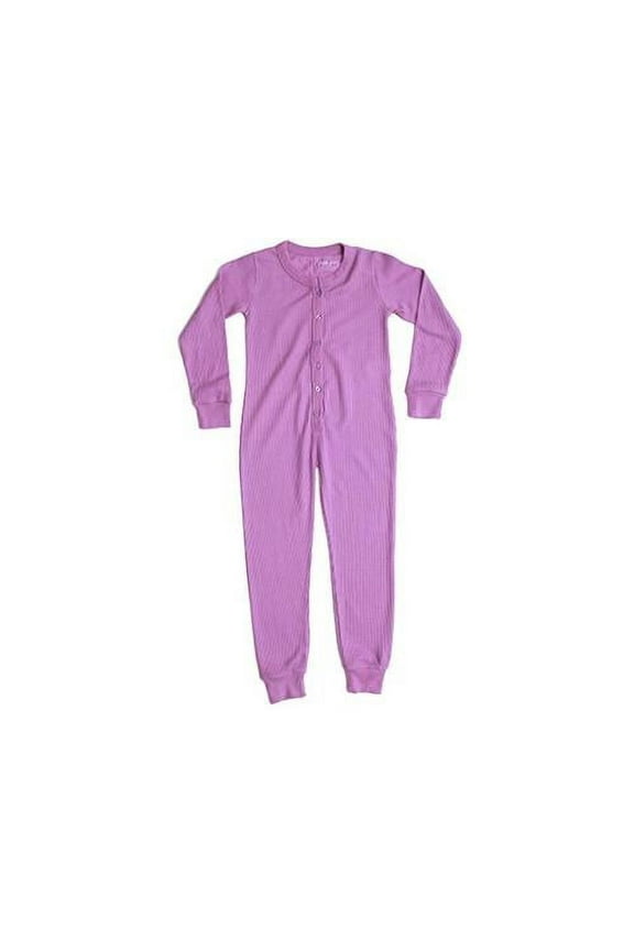 Girls Thermal Union Suit - Warm and Comfortable Base Layer for Cold Weather (Lilac, 7-8 Years)