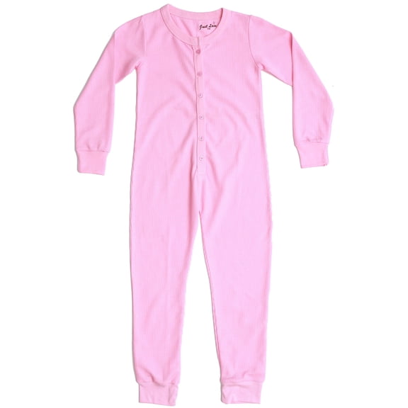 Just Love Girls Thermal Union Suit - Warm and Comfortable Base Layer for Cold Weather (Pink, Girls 6X)