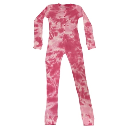 Just Love Girls Thermal Union Suit - Warm and Comfortable Base Layer for Cold Weather (Tie Dye - Pink Swirl, Girls 6X)