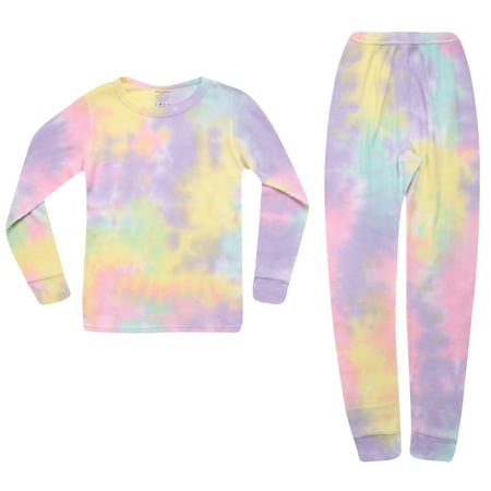 Just Love Girls Tie Dye Two Piece Thermal Underwear Set (Tie Dye Multi Purple, 6X)