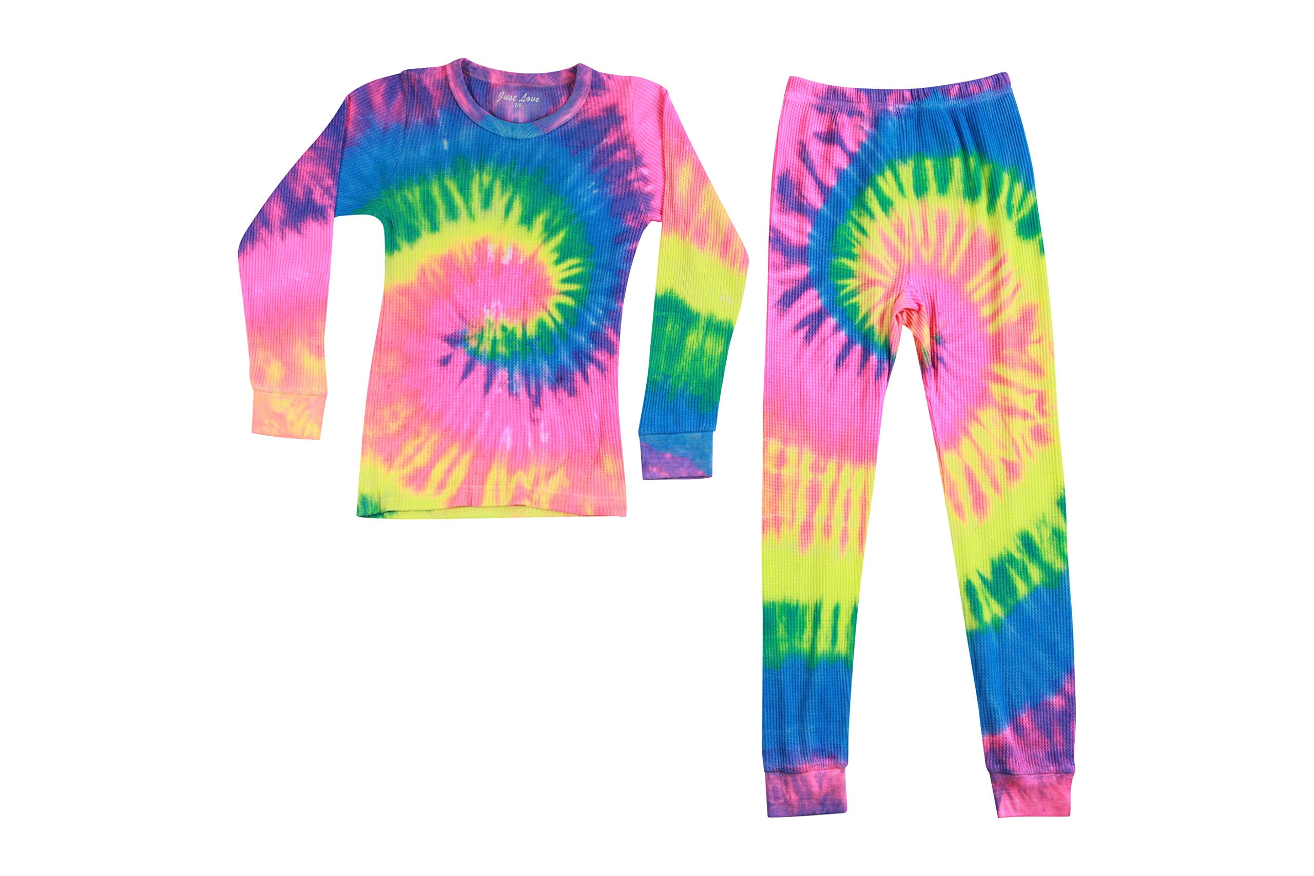 Just Love Girls Tie Dye Two Piece Thermal Underwear Set (Tie Dye Neon