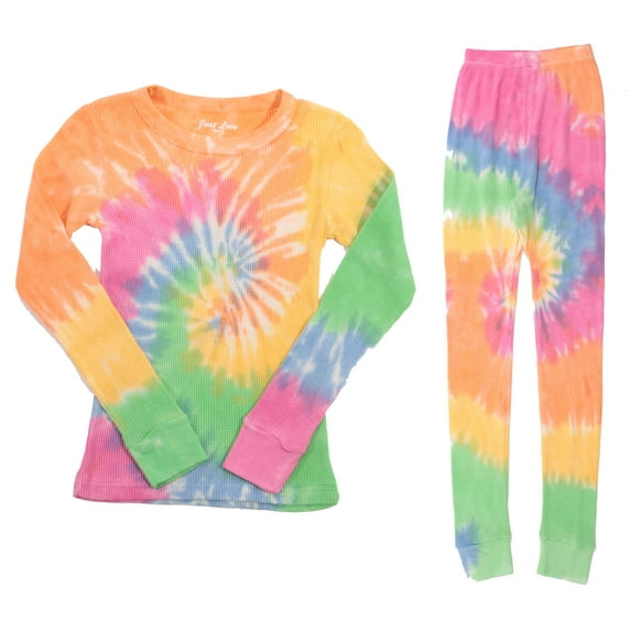 Just Love Girls Tie Dye Two Piece Thermal Underwear Set (Tie Dye Pastel, 10-12)