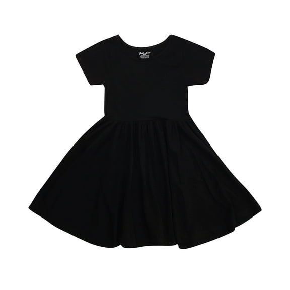 Just Love Girls Twirl Dress Girls Short Sleeve Twirly Skater Dress Tie Dye (Black, 4)