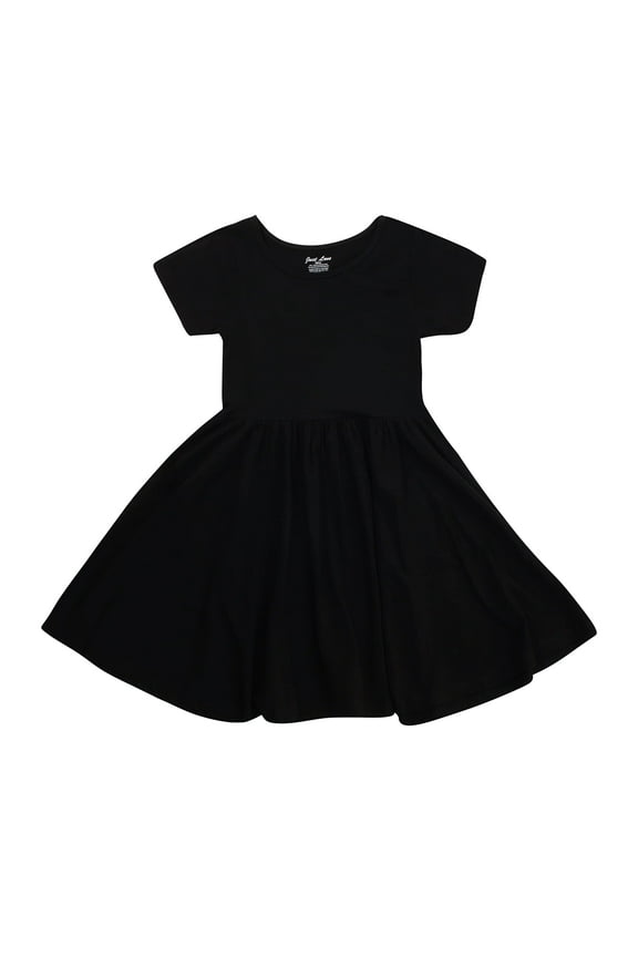 Girls Twirl Dress Girls Short Sleeve Twirly Skater Dress Tie Dye (Black, 4)