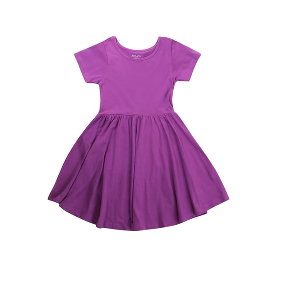 Just Love Girls Twirl Dress Girls Short Sleeve Twirly Skater Dress Tie Dye (Purple, 14-16)