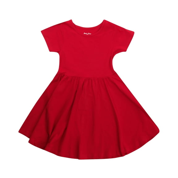 Just Love Girls Twirl Dress Girls Short Sleeve Twirly Skater Dress Tie Dye (Red, 14-16)
