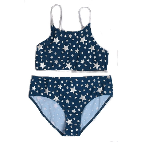 Just Love Girls Two Piece Bathing Suits Swimwear for Girl (Navy - Silver Stars, 5-6 Years)
