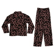 Just Love Girls Velour Pajama Coat Sets (Black - Candy Cane, 4)