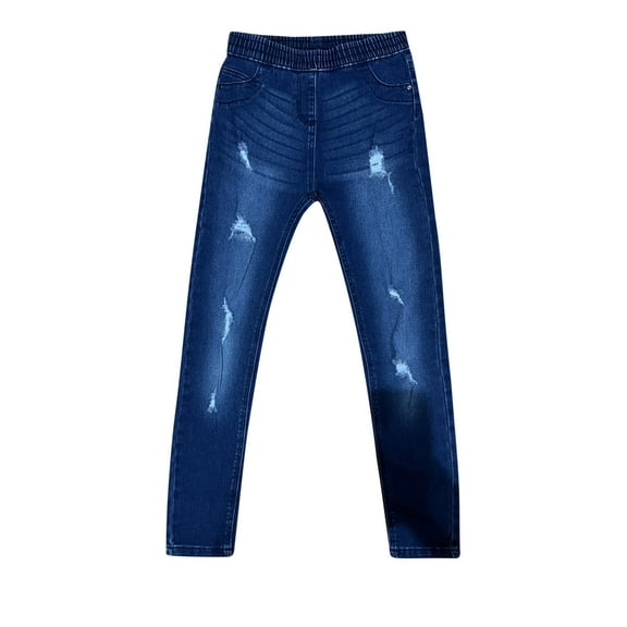 Just Love Girls Woven Denim Jegging (Dark Denim Woven Distressed Jegging, 12 Years)