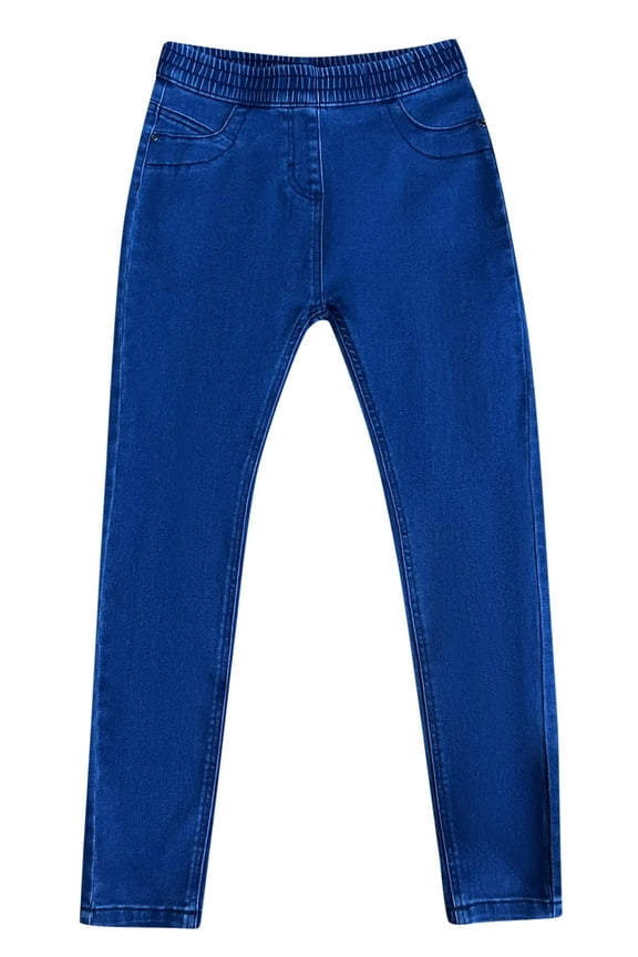 Girls Woven Denim Jegging (Medium Denim Woven Solid Jegging, 8)