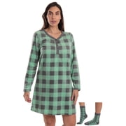 Just Love Henley Night Shirt with Socks for Women 6731-10195-PNK-XL
