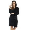 thumbnail image 1 of Just Love Hooded Velour Robe for Women with Sherpa Lined Hood (Black With Hood, X-Large), 1 of 4