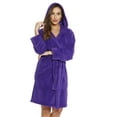 thumbnail image 1 of Just Love Hooded Velour Robe for Women with Sherpa Lined Hood (Purple with hood, 1X), 1 of 3