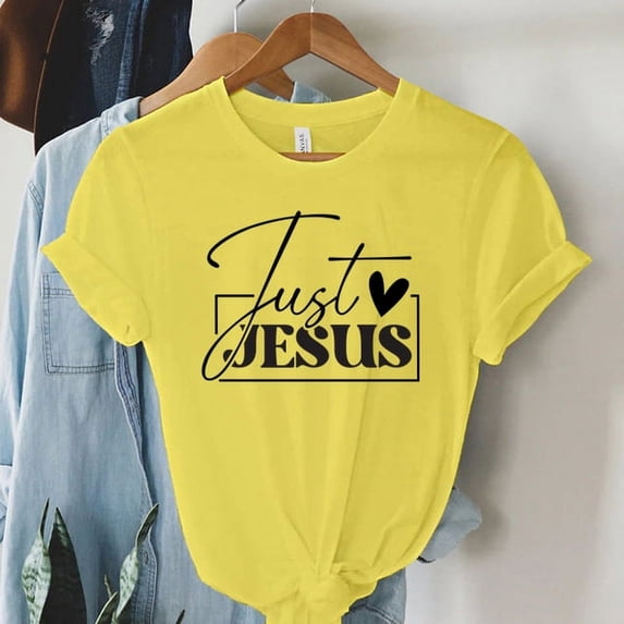 Just Love Jesus Print Women T-Shirts Christian Jesus Letter Shirt Harajuku Graphic Tops Female Summer Religious Christian Tshirt