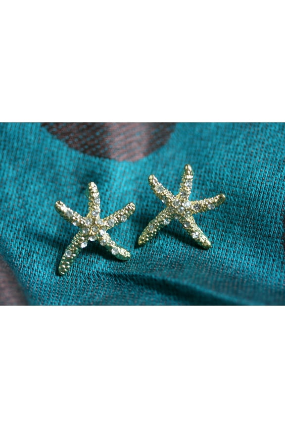Rhinestone Starfish Stud Earrings