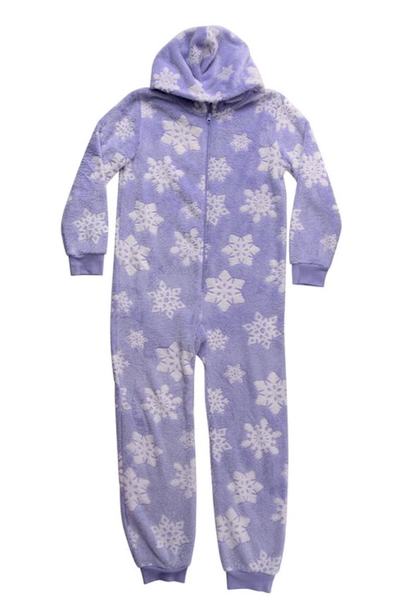 Jumpsuit for Kids Pajamas 65613-10540-LIL-7-8 (Snowflake - Lilac, Girls 7-8)