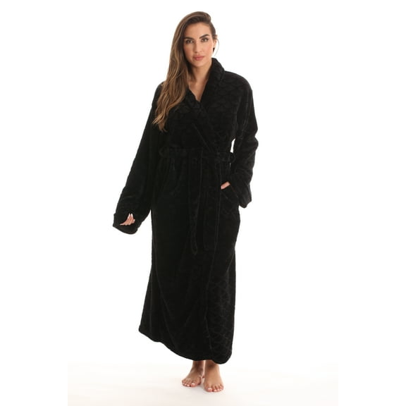 Just Love Kimono Robe Long Bath Robes for Women 6813-PNK-XL (Black, Small)